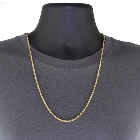 30” Real Solid Gold Italy Diamond Cut Rope Chain